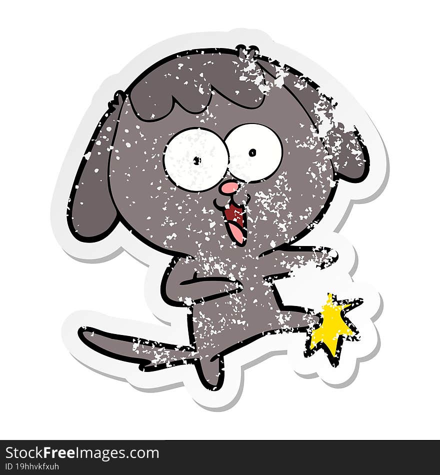 Distressed Sticker Of A Cute Cartoon Dog