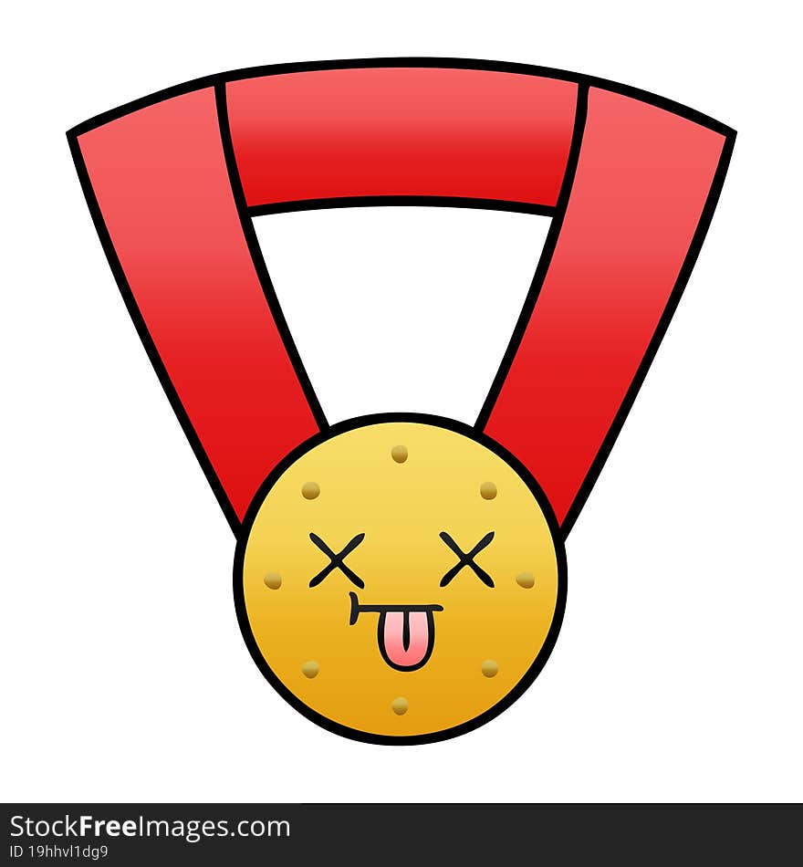 gradient shaded cartoon gold medal