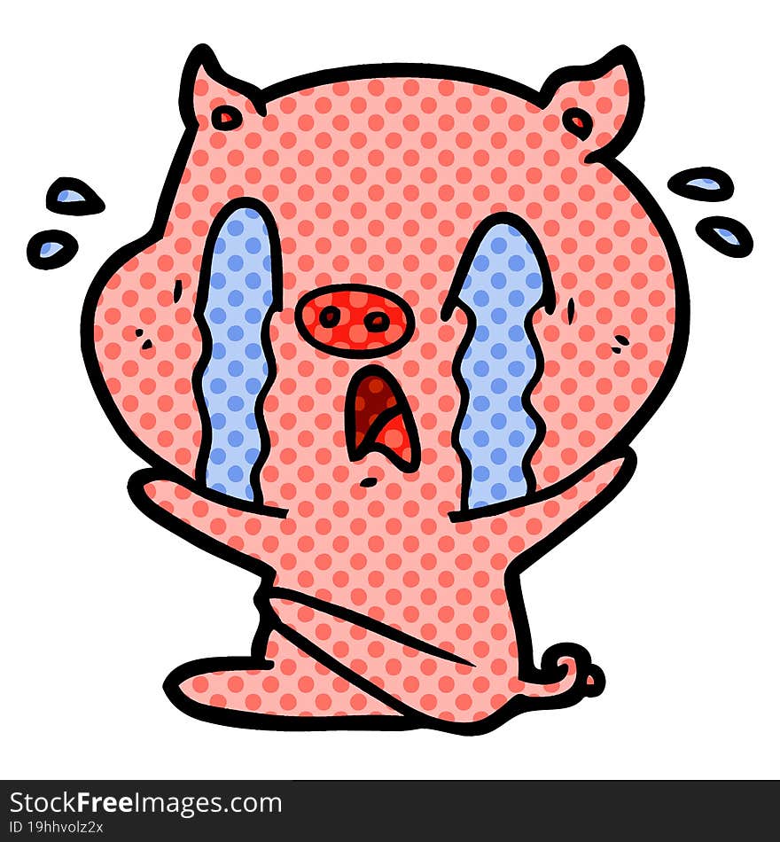 crying pig cartoon. crying pig cartoon