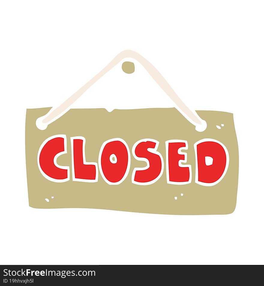 flat color illustration of closed shop sign. flat color illustration of closed shop sign