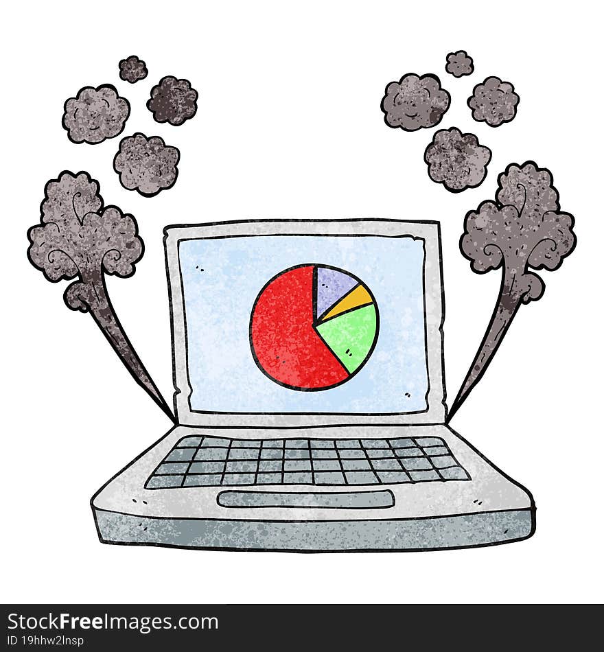 Textured Cartoon Laptop Computer With Pie Chart