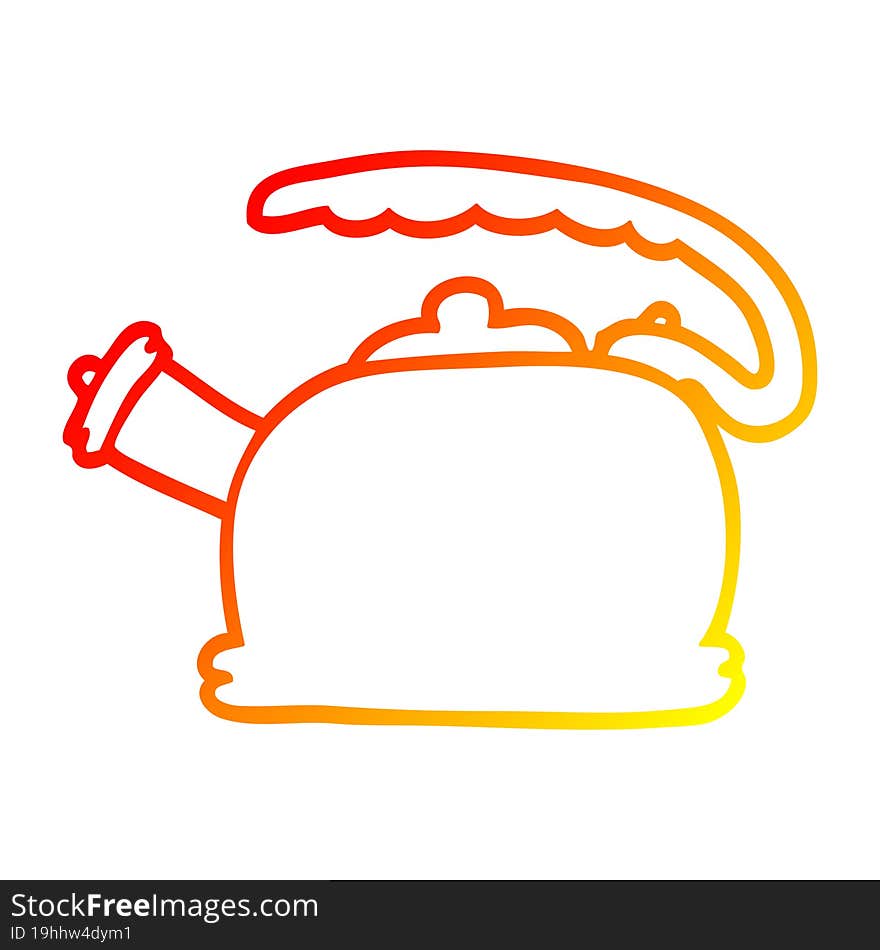 warm gradient line drawing cartoon whistling kettle