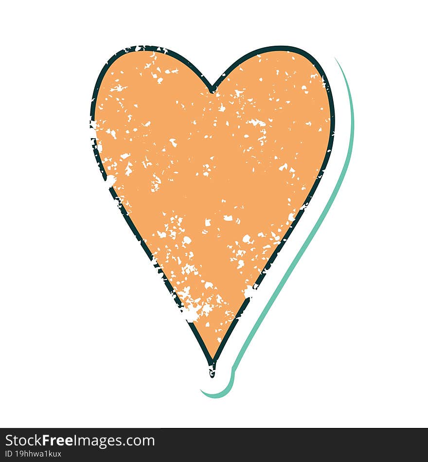 Distressed Sticker Tattoo Style Icon Of A Heart