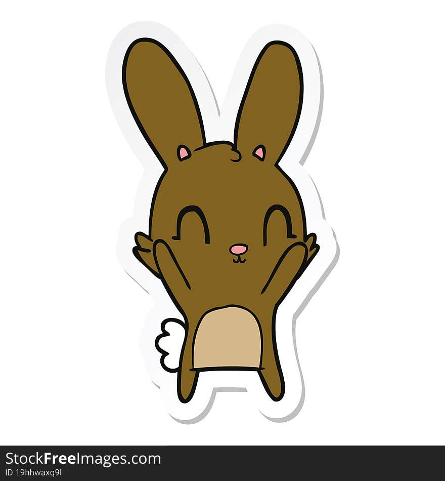 Sticker Of A Cute Cartoon Rabbit