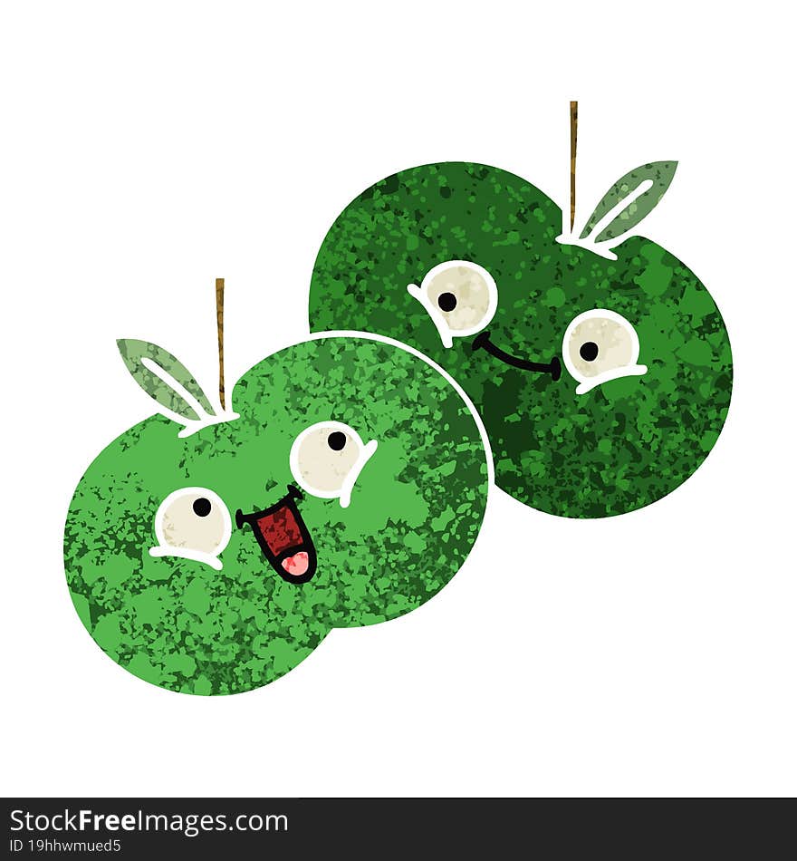 Retro Illustration Style Cartoon Apples