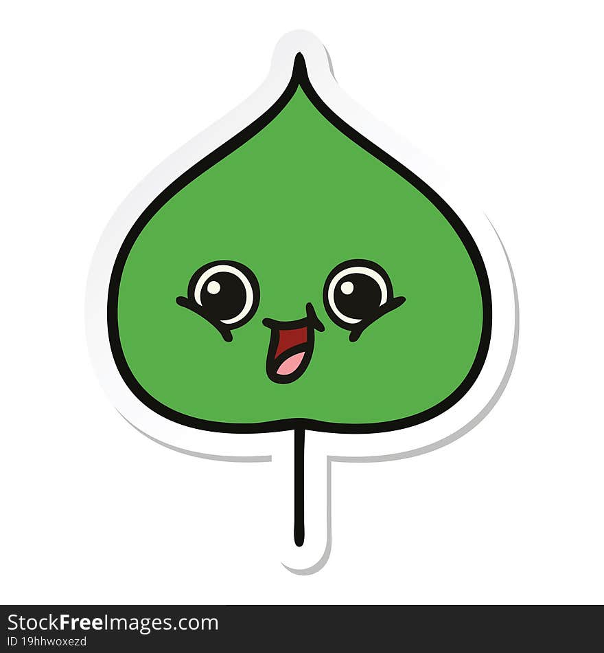 Sticker Of A Cute Cartoon Expressional Leaf