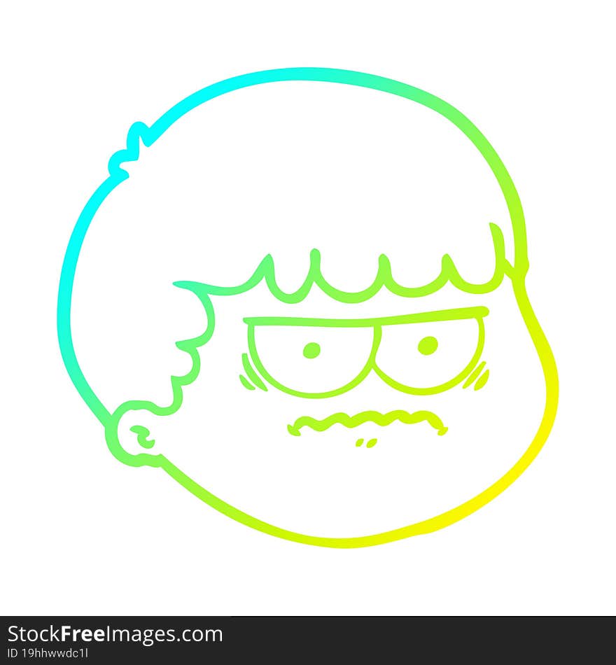 cold gradient line drawing cartoon male face