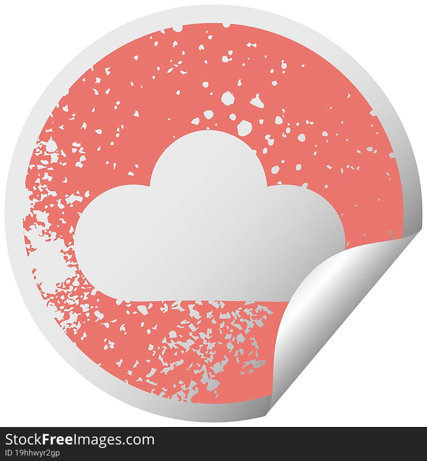 Distressed Circular Peeling Sticker Symbol White Cloud