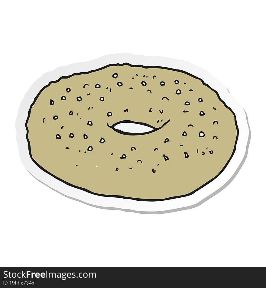 sticker of a cartoon bagel