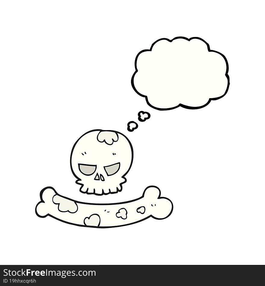 thought bubble cartoon skull and bone symbol