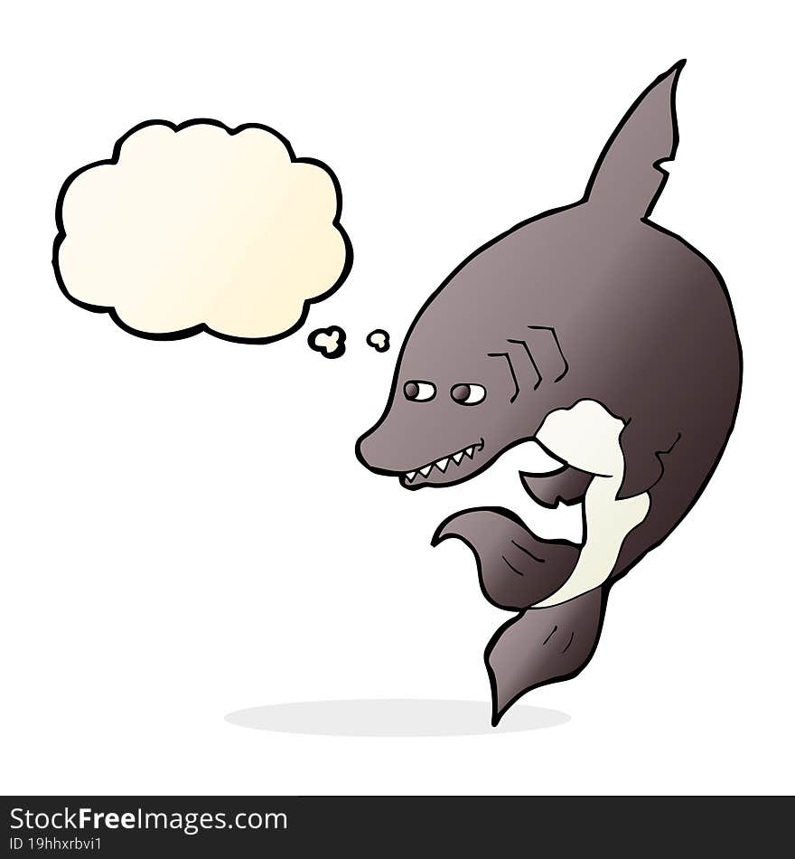 funny cartoon shark with thought bubble