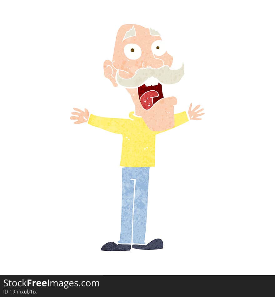 cartoon stressed old man