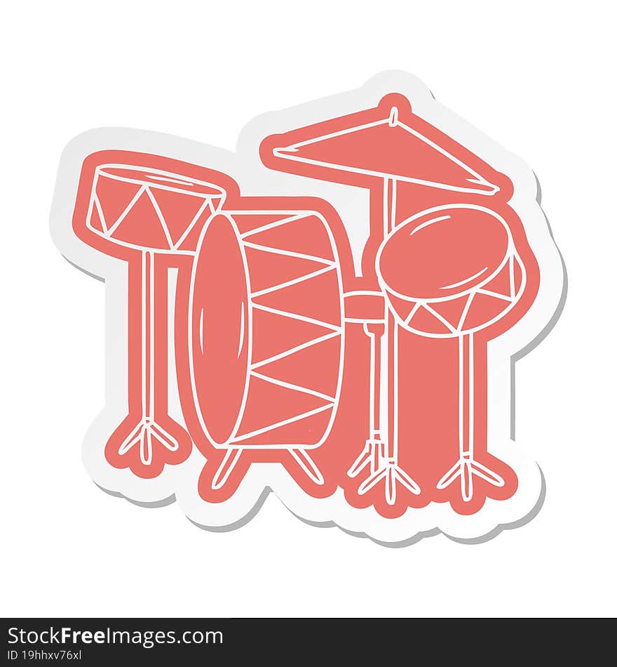 cartoon sticker of a drum kit