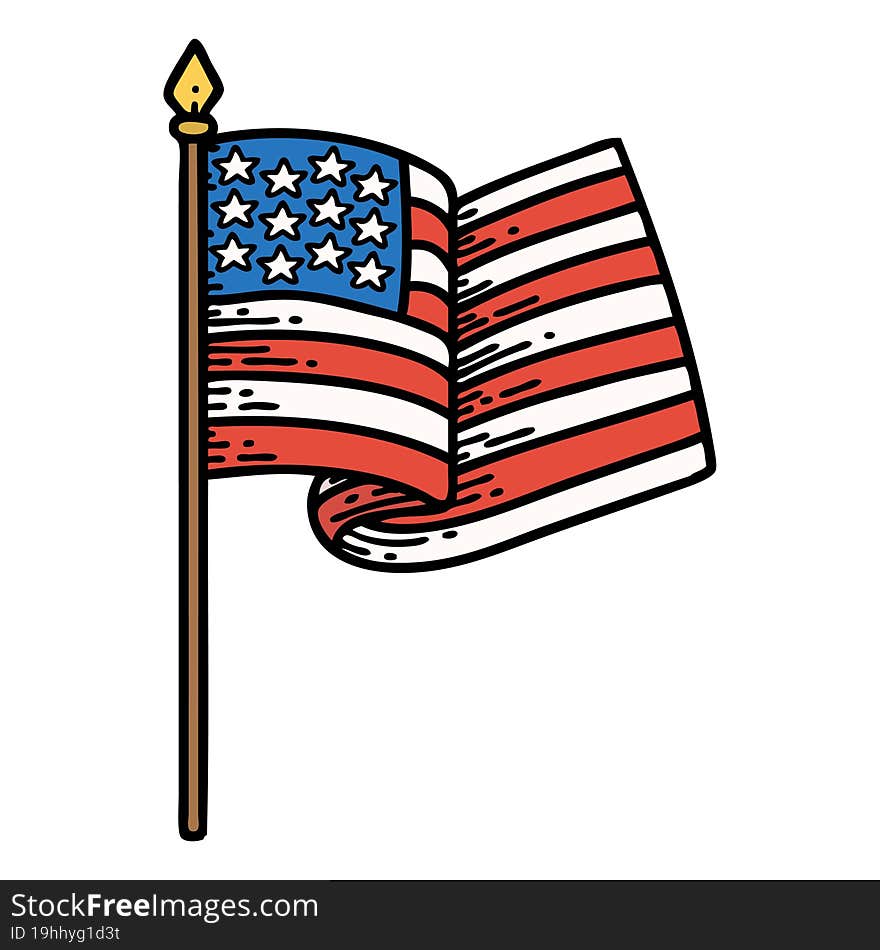 tattoo in traditional style of the american flag. tattoo in traditional style of the american flag