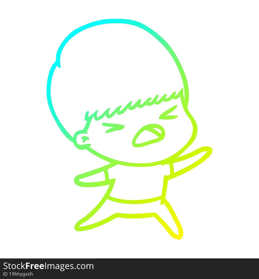 cold gradient line drawing cartoon stressed man