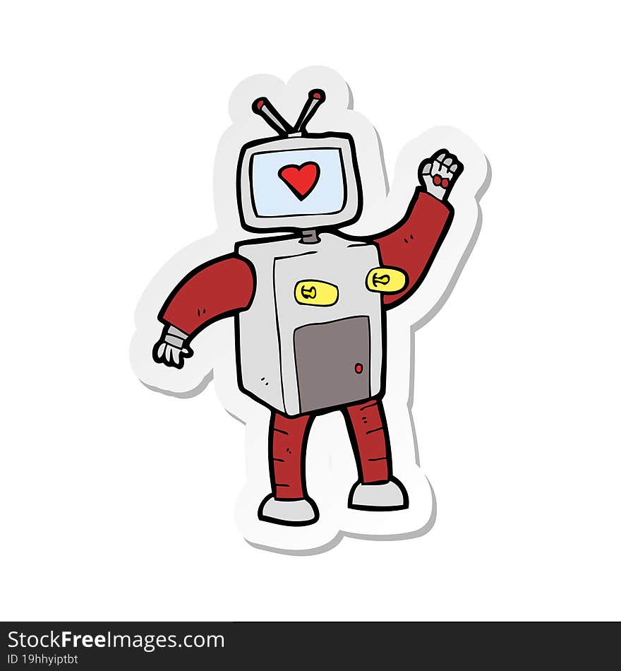 sticker of a cartoon funny robot