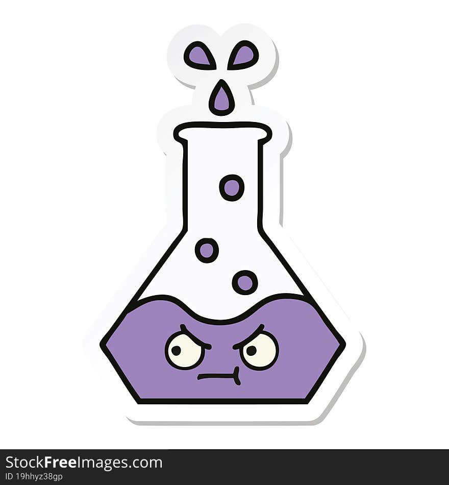 sticker of a cute cartoon science beaker