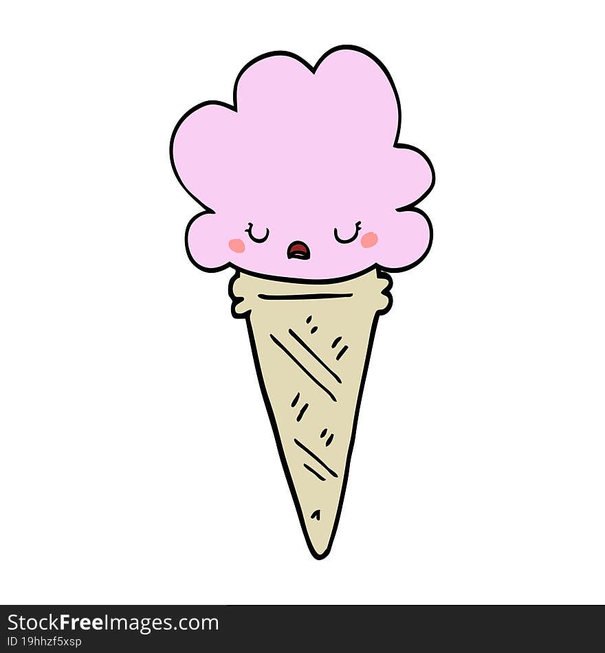 Cartoon Ice Cream With Face