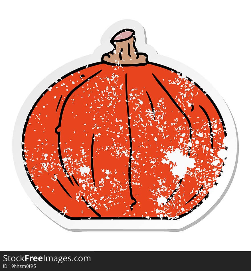 distressed sticker cartoon doodle of a pumpkin