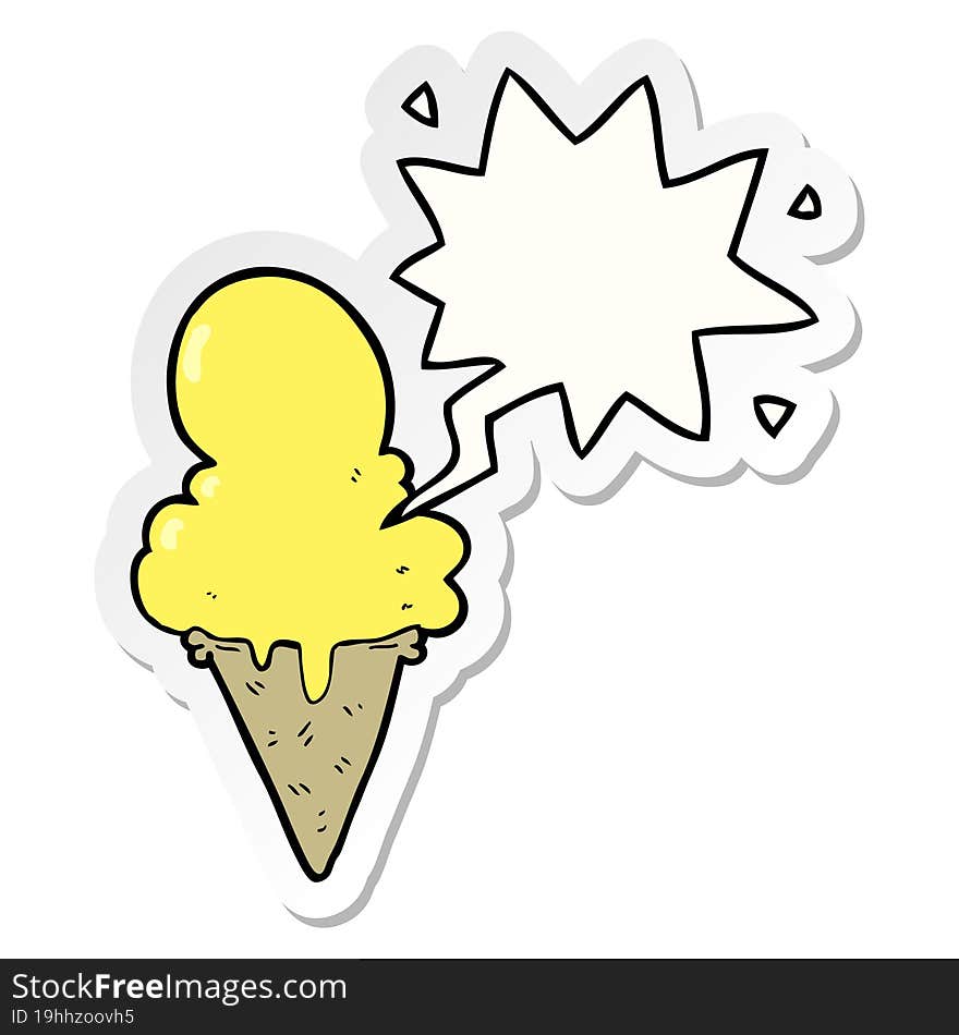 cartoon ice cream and speech bubble sticker