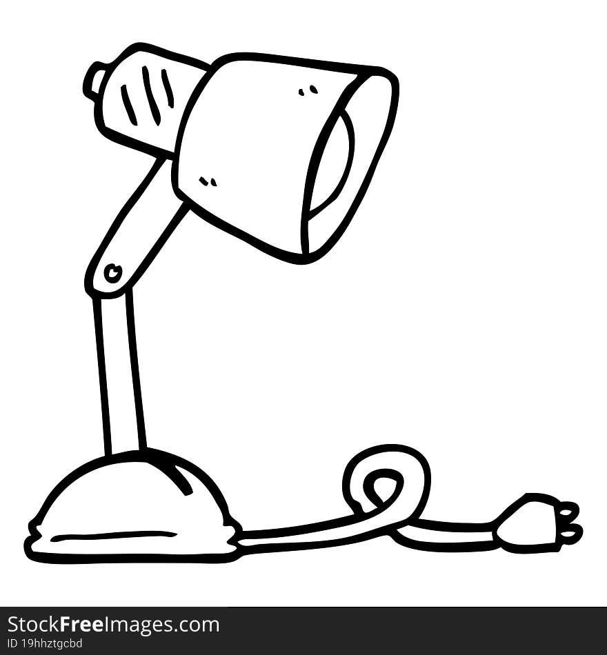 line drawing cartoon desk lamp