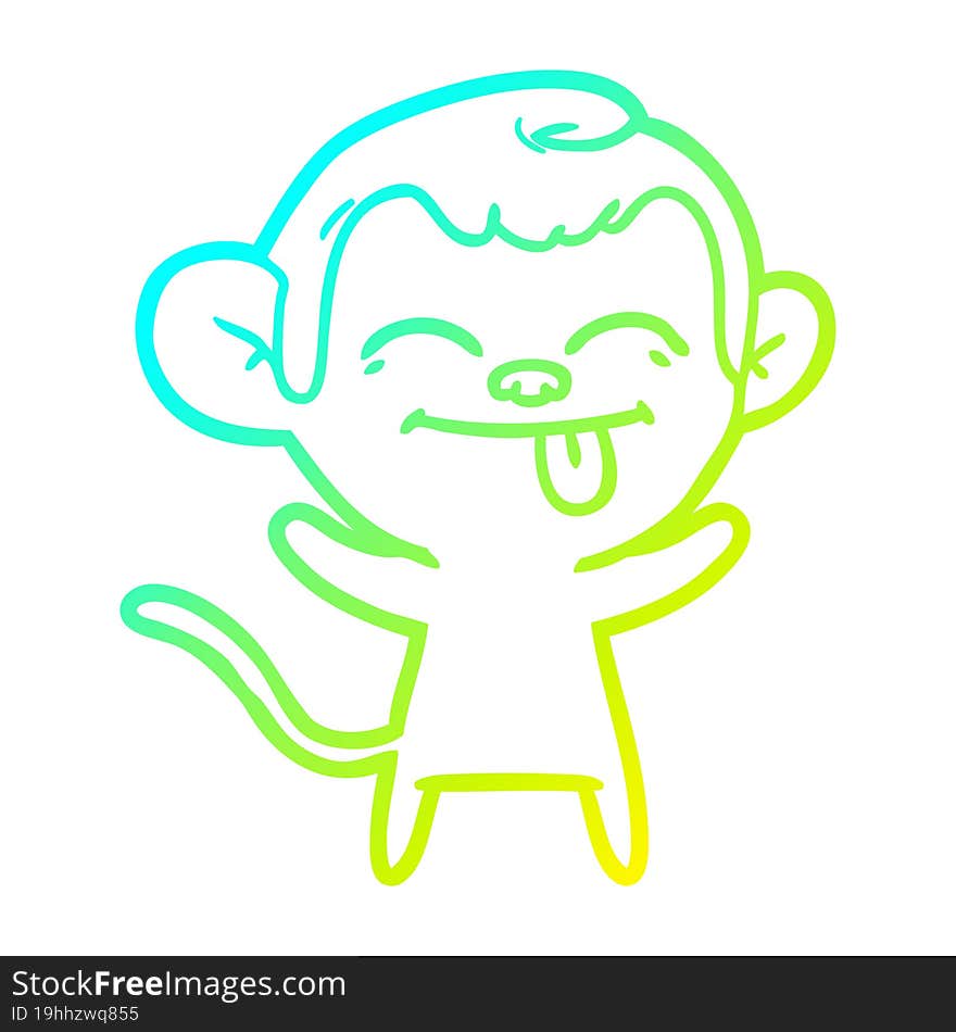 cold gradient line drawing funny cartoon monkey