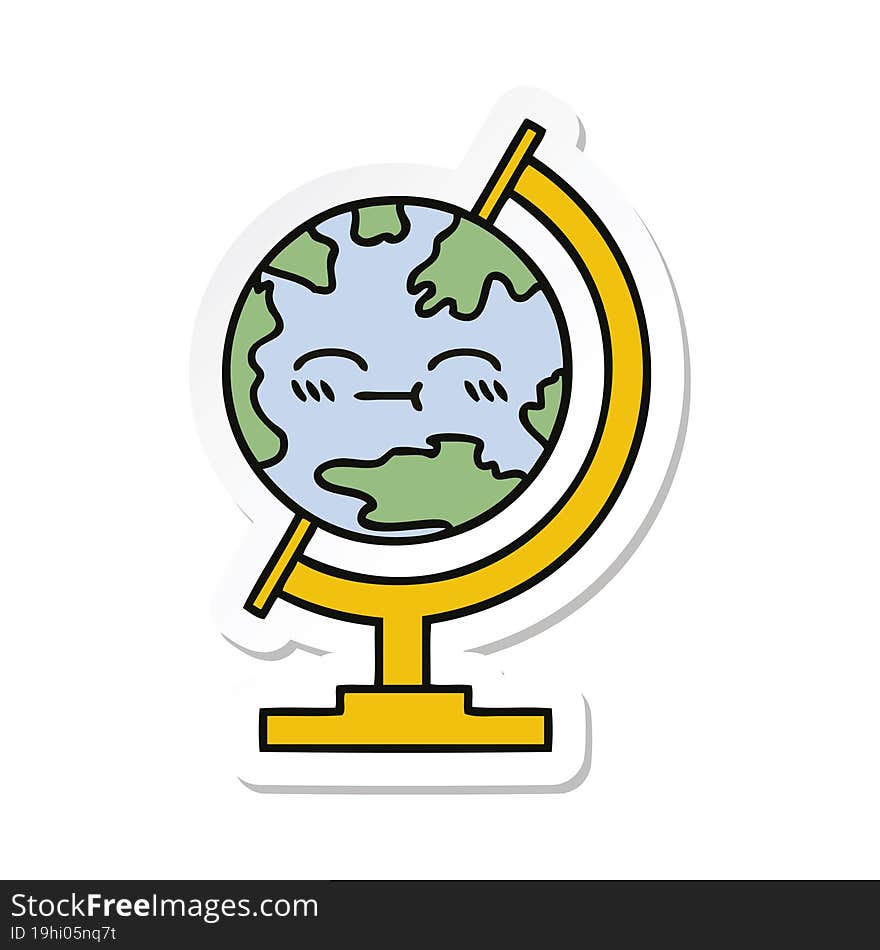 sticker of a cute cartoon globe of the world