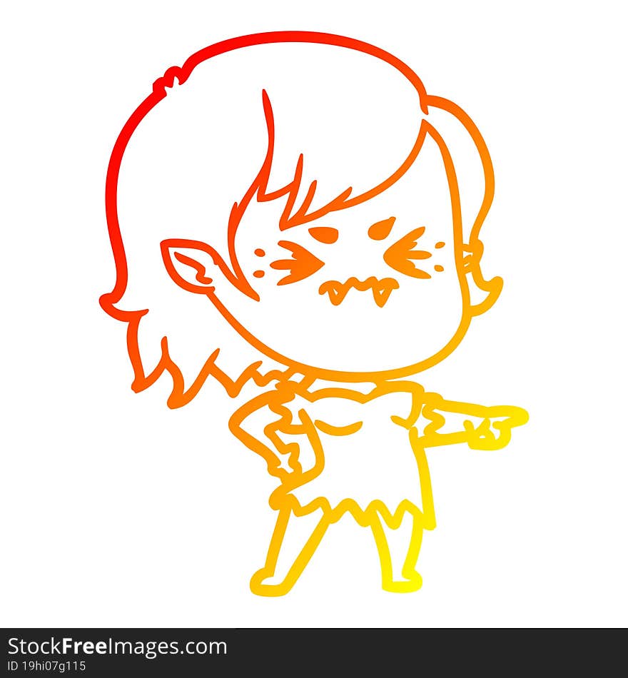 warm gradient line drawing annoyed cartoon vampire girl