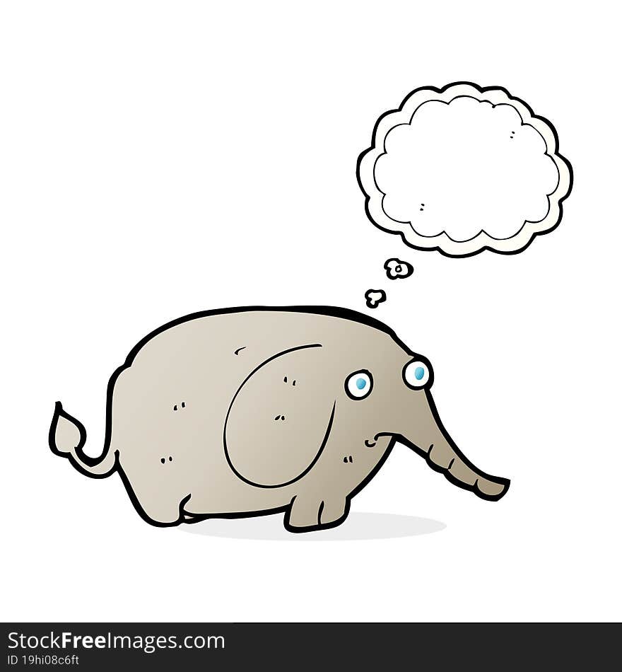 Cartoon Sad Little Elephant With Thought Bubble