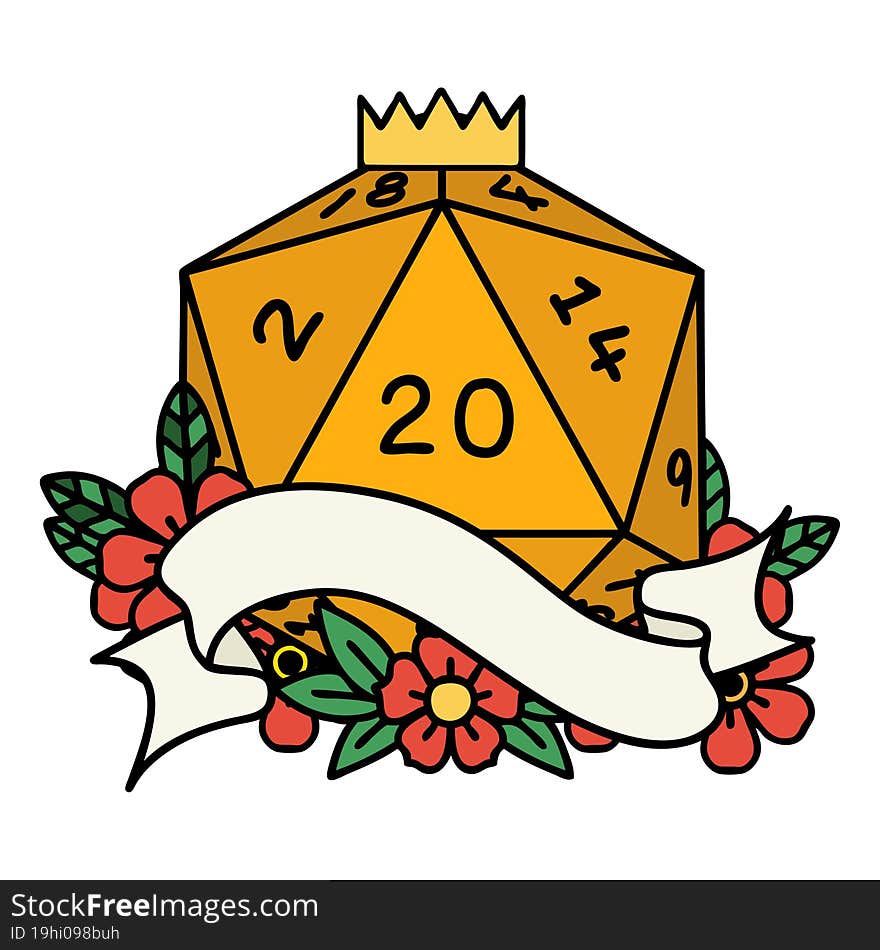 natural twenty D20 dice roll illustration