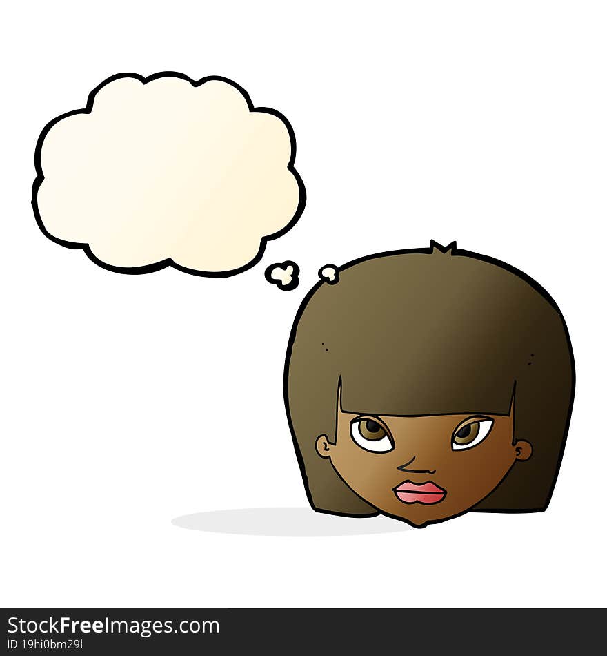 cartoon annoyed woman with thought bubble