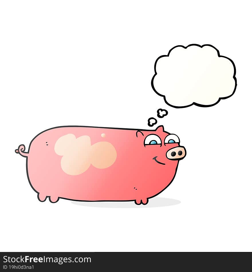 freehand drawn thought bubble cartoon pig