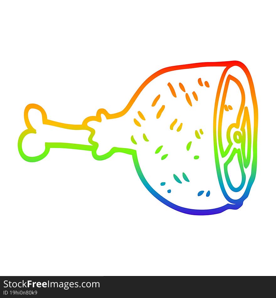 rainbow gradient line drawing cartoon meat joint