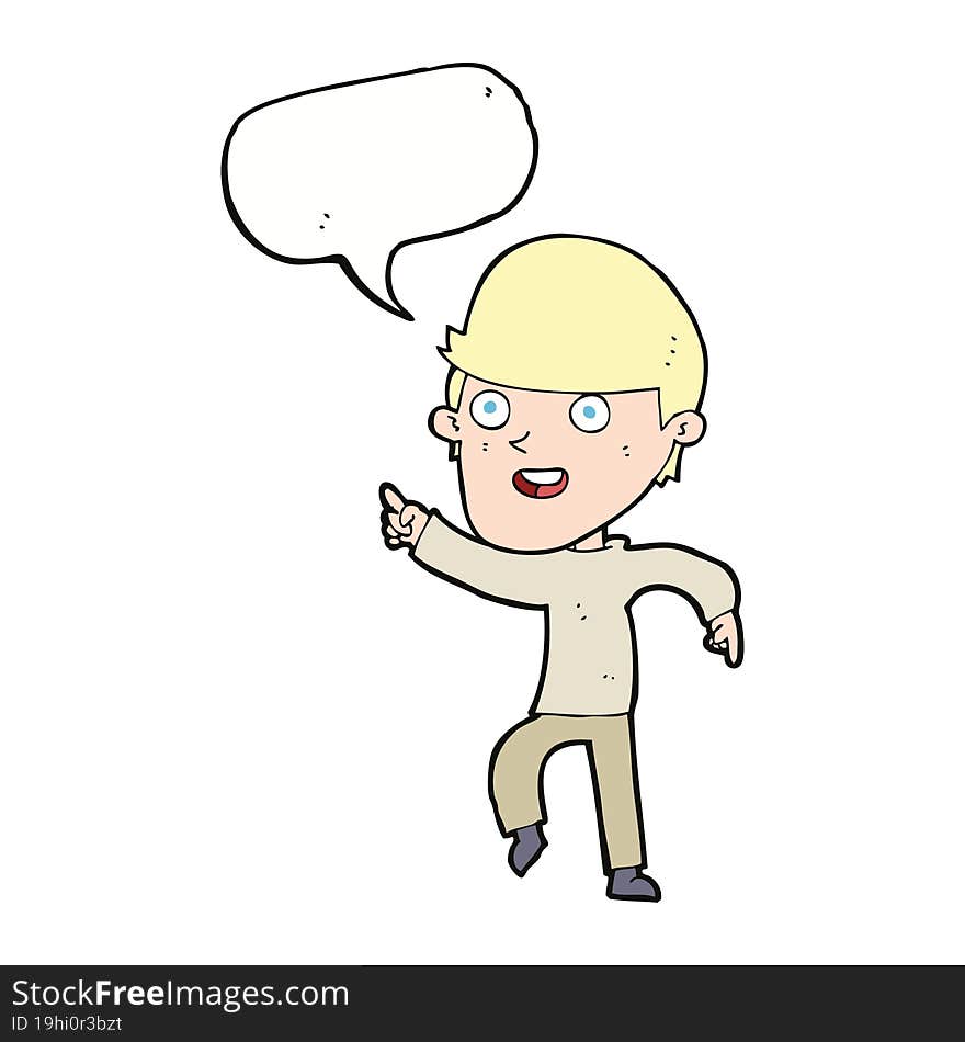 cartoon happy man with speech bubble