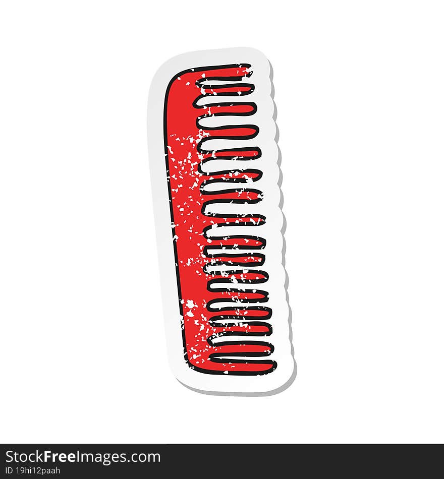 retro distressed sticker of a cartoon comb