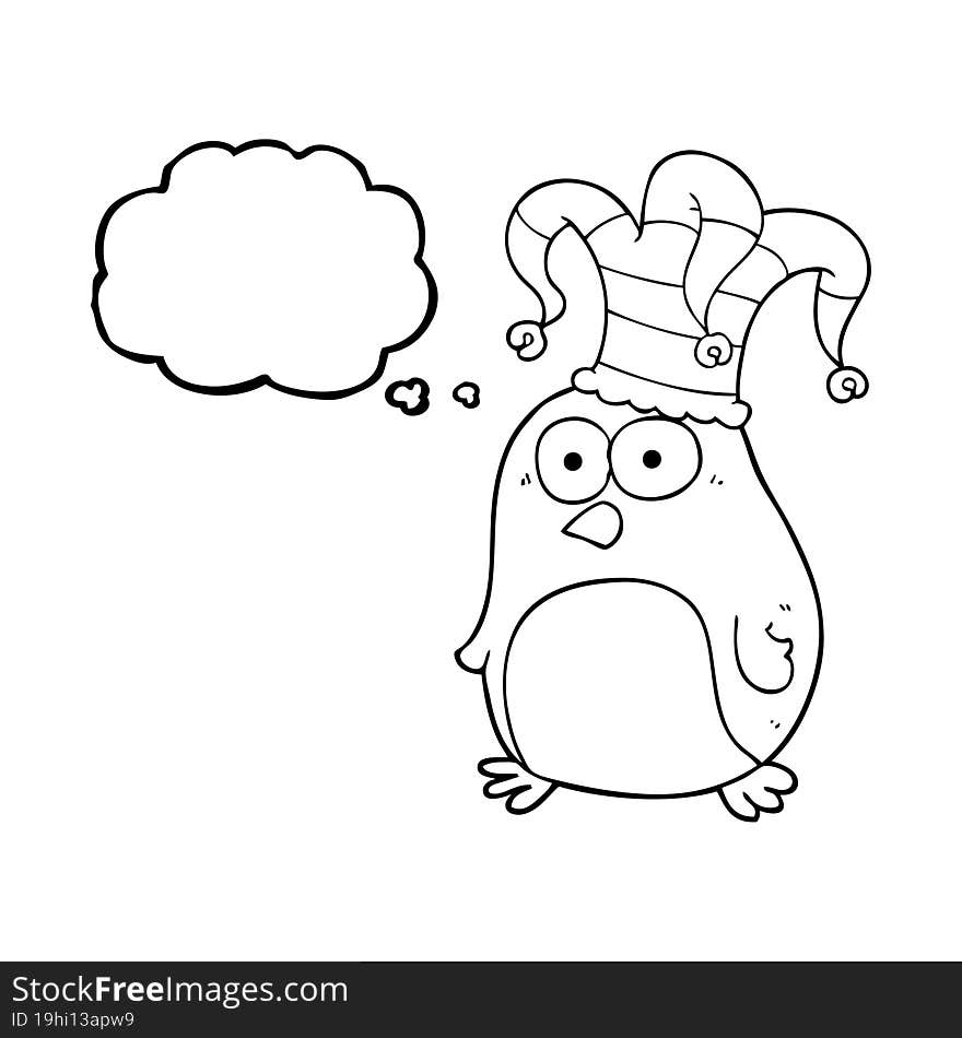 freehand drawn thought bubble cartoon funny bird