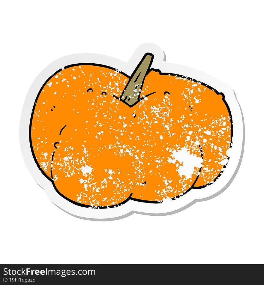 distressed sticker of a cartoon pumpkin squash