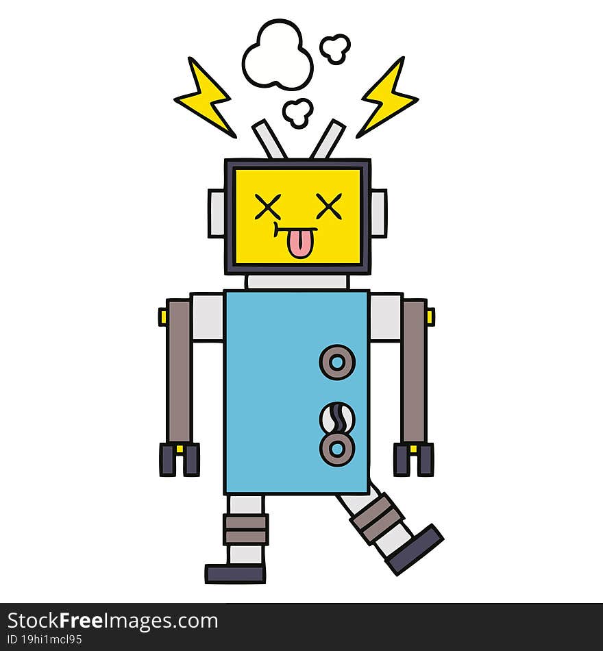 cute cartoon of a robot malfunction