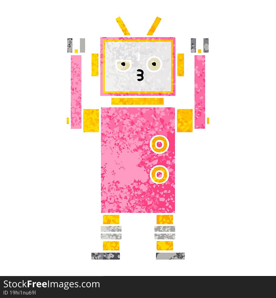 retro illustration style cartoon robot