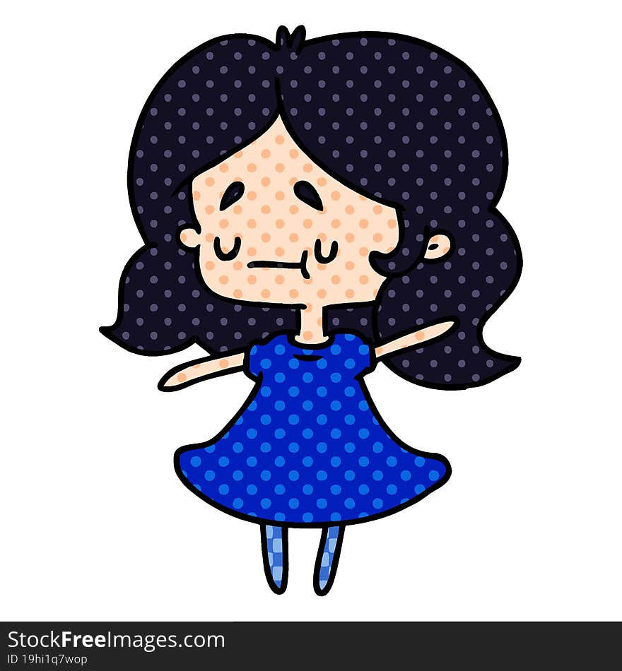 cartoon illustration of a cute kawaii girl. cartoon illustration of a cute kawaii girl