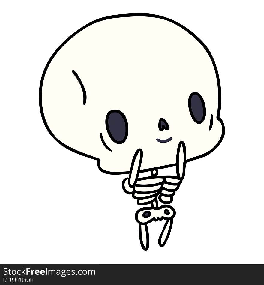 cartoon illustration kawaii cute dead skeleton. cartoon illustration kawaii cute dead skeleton