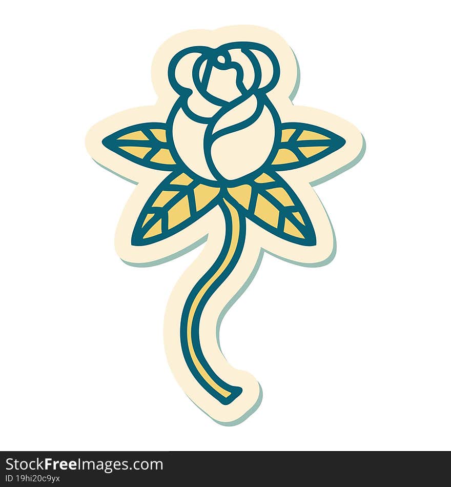 sticker of tattoo in traditional style of a flower. sticker of tattoo in traditional style of a flower