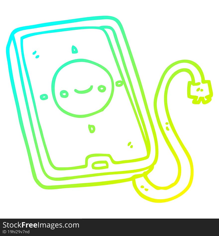 Cold Gradient Line Drawing Cartoon Mobile Phone Device