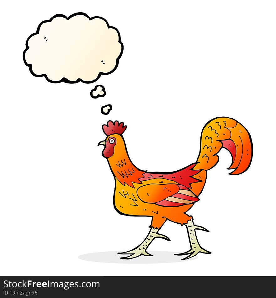 Cartoon Cockerel With Thought Bubble