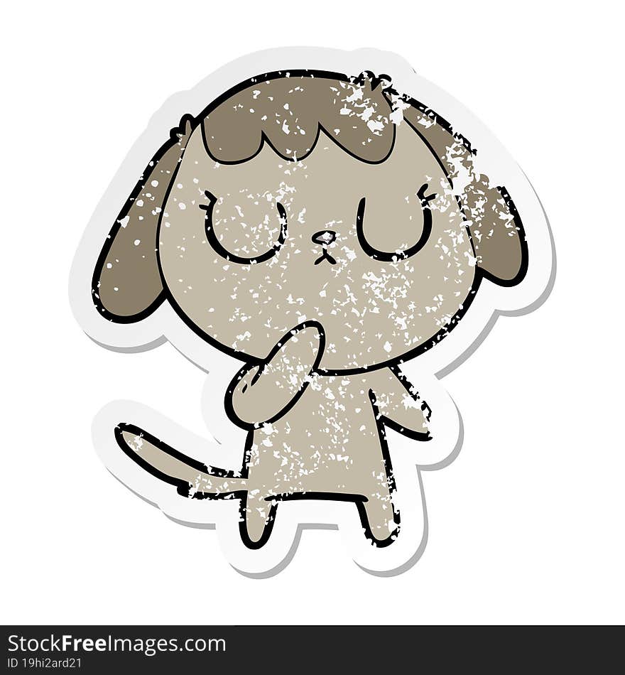 distressed sticker of a cute cartoon dog