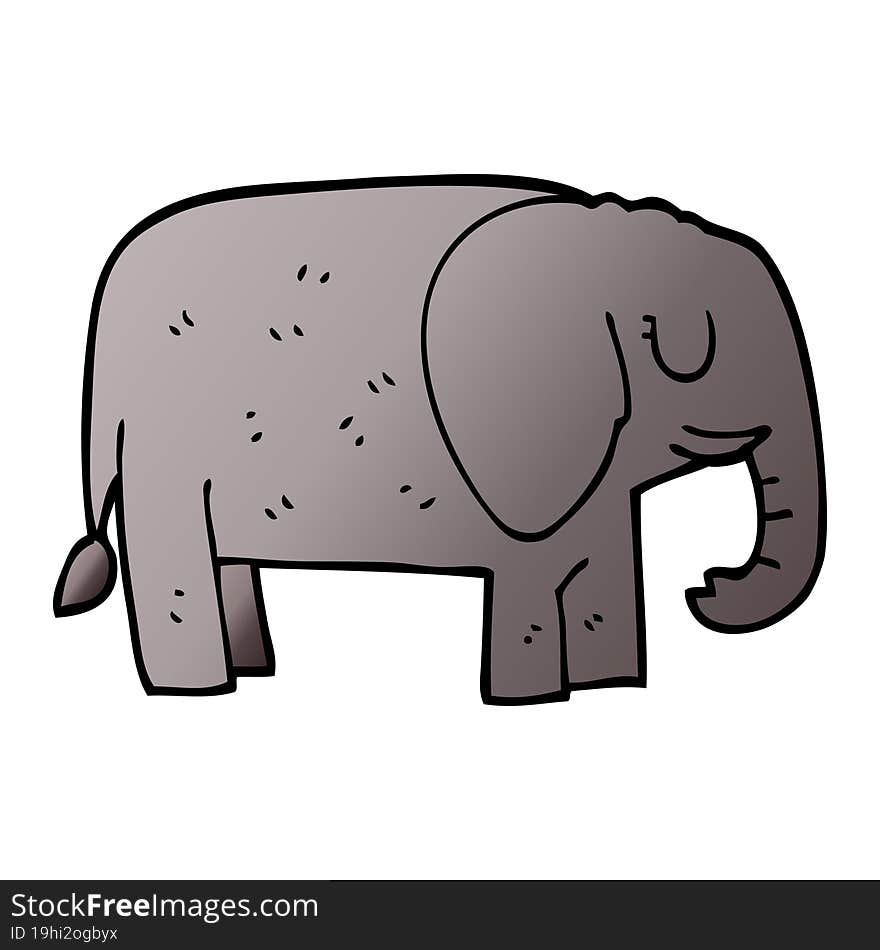 Cartoon Doodle Elephant Standing Still