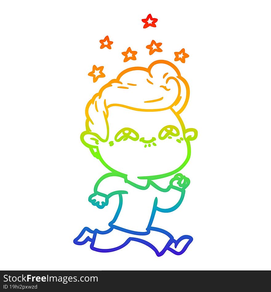 rainbow gradient line drawing cartoon excited man