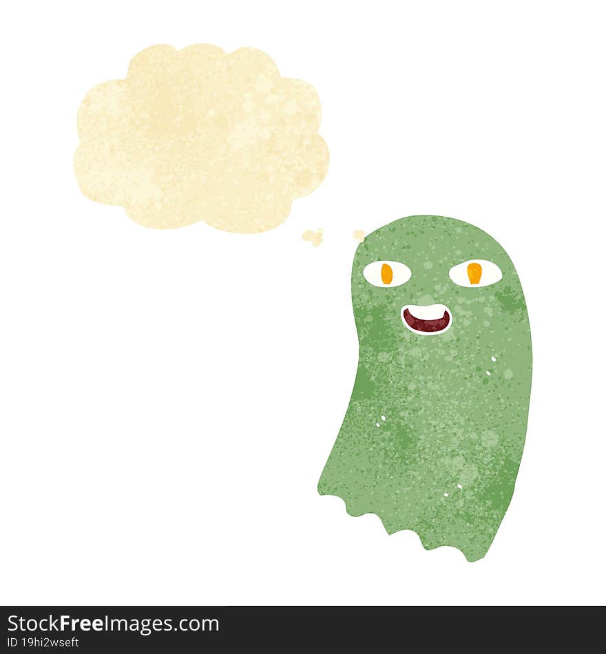 funny cartoon ghost with thought bubble