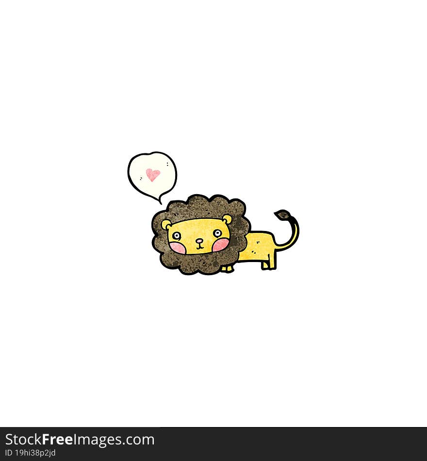 cartoon lion with love heart