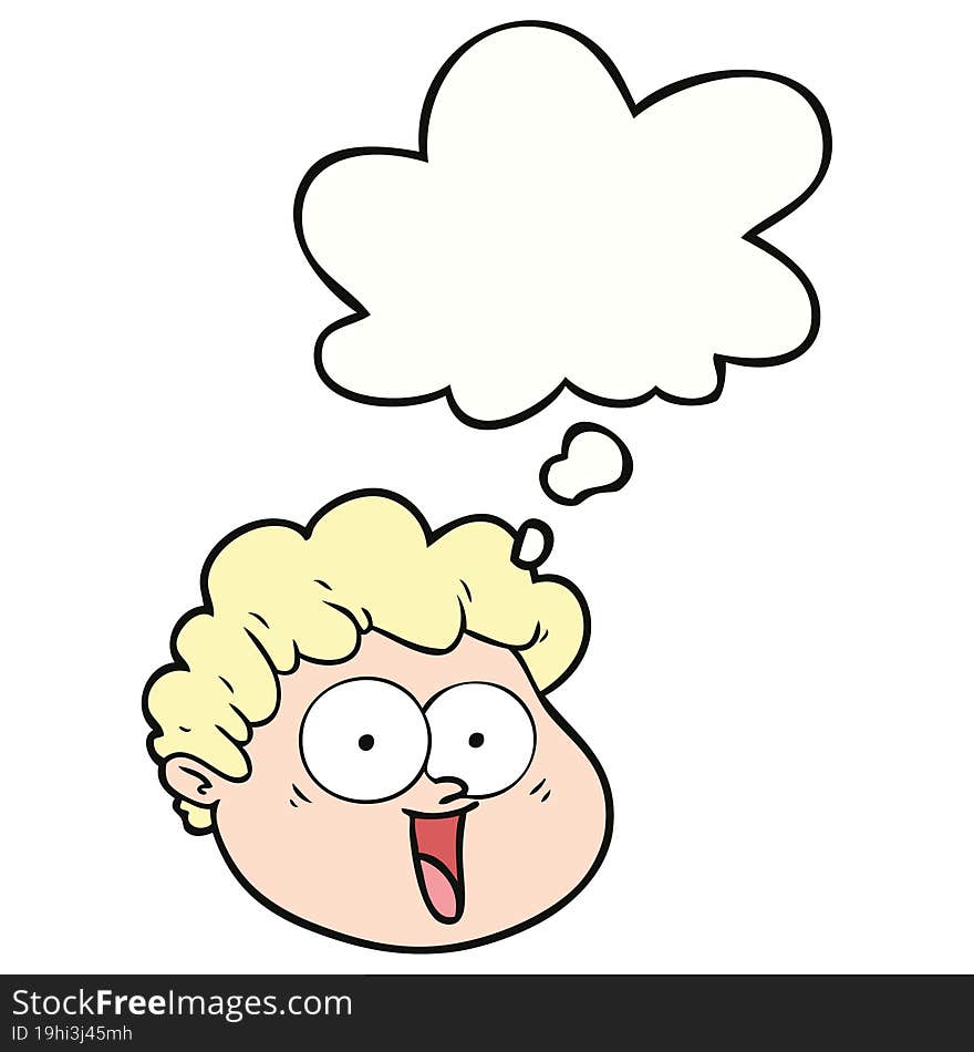 cartoon male face with thought bubble. cartoon male face with thought bubble